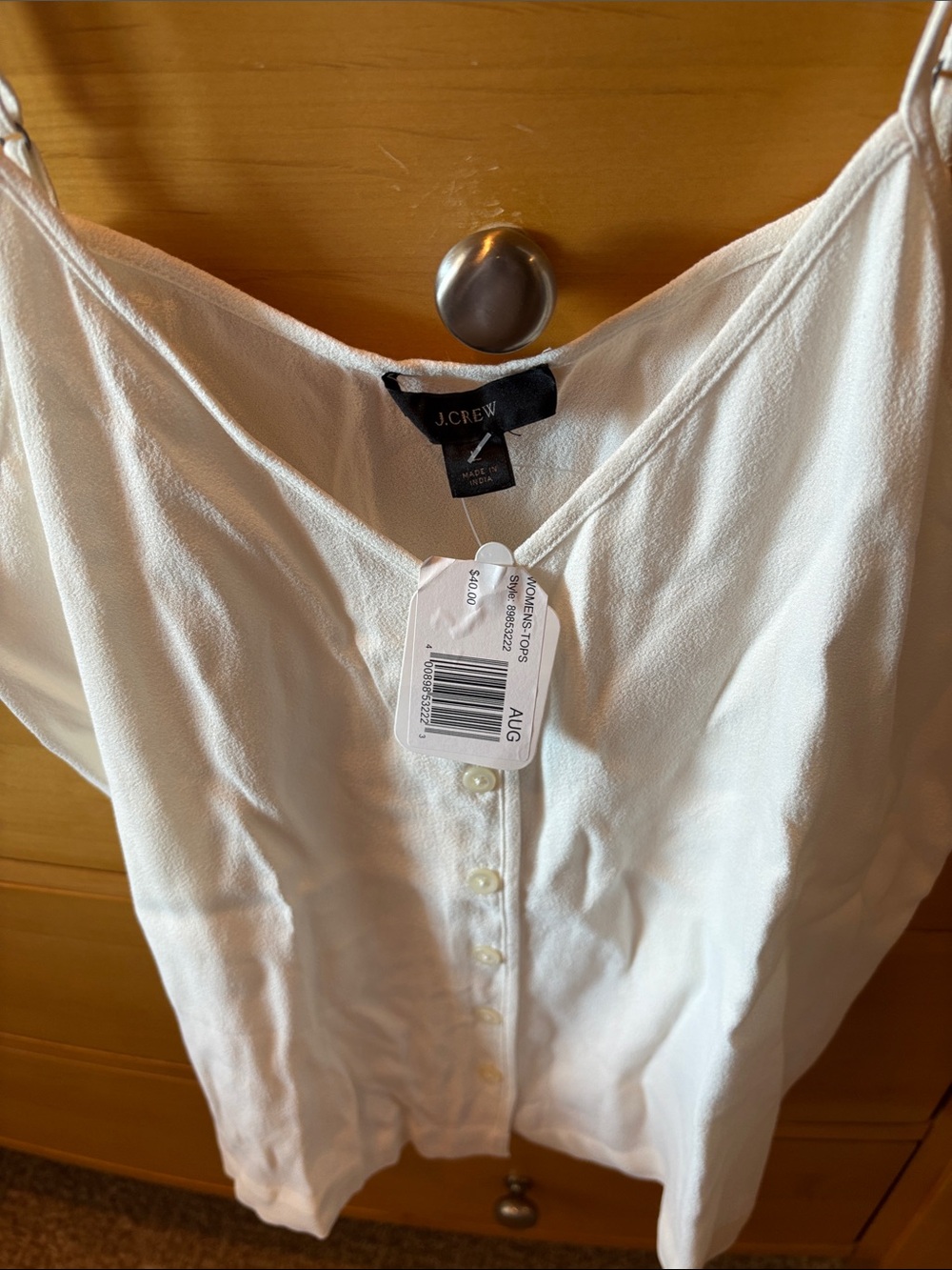 J. Crew Ivory Button-Front Spaghetti Strap Cami - Picture 2 of 4